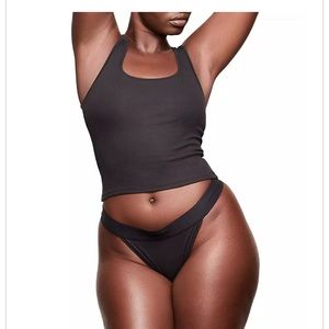 SKIMS Cotton Rib Tank in Soot